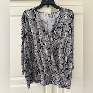 Chaus Black and Gray Snake Print Blouse